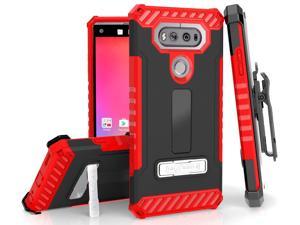 TRI-SHIELD RED CASE COVER with STAND + BELT CLIP HOLSTER STRAP FOR LG V20