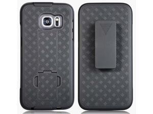 BLACK KICKSTAND CASE COVER + BELT CLIP HOLSTER STAND FOR SAMSUNG GALAXY S7 EDGE