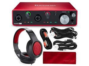 Scarlett 4i4 4-in 4-out USB Audio Interface (3rd Generation) + Xpix SR360 Over-Ear Dynamic Headphones, Cables and Accessories