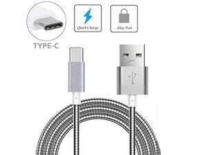 Durable Metal Braided USB Cable Type-C Sync Charger Power Wire 6ft Long Data Cord USB-C [Rapid Charge Support] for Sprint Samsung Galaxy S8+ - Straight Talk ZTE Max Duo LTE - T-Mobile Alcatel Idol 4S