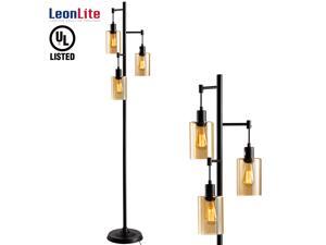 LEONLITE 40W Amber Glass Track Tree Floor Lamp with 3 Bulbs, 3-Head Retro Industrial Style Torchiere Lamp Fixture, UL Listed, 2-Year Warranty, for Living Room, Study, Office, Bedroom LEONLITE 40W Amber Glass Track Tree Floor Lamp with 3 Bulbs, 3-Head Retro Industrial Style Torchiere Lamp Fixture, UL Listed, 2-Year Warranty, for Living Room, Study, Office, Bedroom