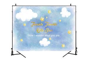 New Dark Blue Sky Cloud Photo Studio Backdrop Props Boy Birthday Prince Baby Shower Gold Star Party Decorations Twinkle Twinkle Little Stars Photography Background Banner 7x5ft