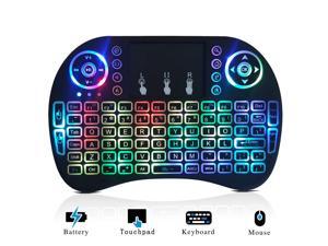 Pad 2.4GHz Mini Wireless Keyboard with Touchpad Mouse Combo 2019 Latest, Backlit T2-7 Backlit Rechargable Li-Ion Battery /& Multi-Media Handheld Remote for Google Android TV Box PS3 PC