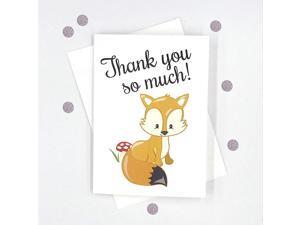 12 pk Woodlands Thank you Cards, Fox, Squirrel, Hedgehog & Skunk Baby Shower Cards (Baby-431-Fox) 12 pk Woodlands Thank you Cards, Fox, Squirrel, Hedgehog & Skunk Baby Shower Cards (Baby-431-Fox)