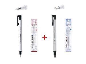 Tombow MONO Zero Pen-Style Eraser Refill Round Tip + Square Tip + 4 Refills (Silver Barrel) Tombow MONO Zero Pen-Style Eraser Refill Round Tip + Square Tip + 4 Refills (Silver Barrel)