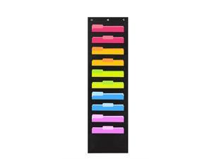 etc Perfect for Office School Organization Center Pocket Chart Wall File Organizer Folder with 30 File Pockets 47 X 42 inch Home 30 Dry-Erase Cards Plus 8 Hangers Hooks Studio