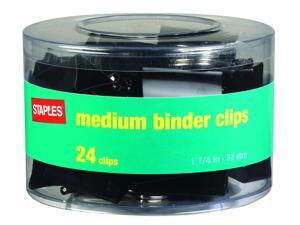 Staples Medium Metal Binder Clips, Black, 1 1/4" Size with 5/8"Capacity Staples Medium Metal Binder Clips, Black, 1 1/4" Size with 5/8"Capacity