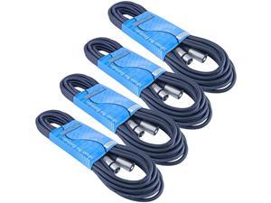 4 Pack 25 Foot Male to Female 3 Pin XLR Mic Microphone Cable