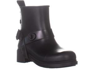 Coach Moto Rain Mid Calf Rain Boots, Black, 5 US Coach Moto Rain Mid Calf Rain Boots, Black, 5 US