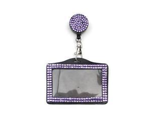 All In One Rhinestone Lanyard Bling Crystal Badge Reel + Card Holder for Business Id Card Horizontal (Purple) All In One Rhinestone Lanyard Bling Crystal Badge Reel + Card Holder for Business Id Card Horizontal (Purple)
