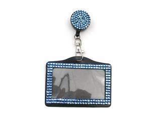 ALL in ONE Rhinestone Lanyard Bling Crystal Badge Reel + Card Holder for Business Id Card Horizontal (BLUE) ALL in ONE Rhinestone Lanyard Bling Crystal Badge Reel + Card Holder for Business Id Card Horizontal (BLUE)
