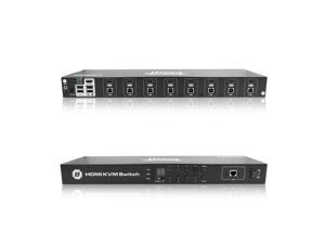 TESmart 8Ports HDMI KVM Switch 1080P, USB 2.0, RS232/ LAN Port, 4Pcs 5ft/1.5m KVM Cables included, Console Rack Mount, Control of 8 Computers/Servers