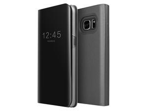 AICase Galaxy S7 Case, Luxury Translucent View Window Front Smart Sleep/Wake Up Function Mirror Screen Flip Electroplate Plating Stand Full Body Protective Case for Samsung Galaxy S7 (Black)