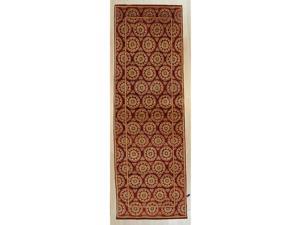 EORC Handmade Afghan Wool Red Trasitional All Over Turkish Knot Rug, 79 x 25 EORC Handmade Afghan Wool Red Trasitional All Over Turkish Knot Rug, 79 x 25