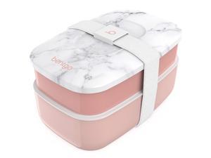 Bentgo Classic - All-in-One Stackable Bento Lunch Box Container - Modern Bento-Style Design Includes 2 Stackable Containers, Built-in Plastic Utensil Set, and Nylon Sealing Strap (Blush Marble) Bentgo Classic - All-in-One Stackable Bento Lunch Box Container - Modern Bento-Style Design Includes 2 Stackable Containers, Built-in Plastic Utensil Set, and Nylon Sealing Strap (Blush Marble)