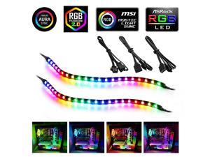 Addressable PC Digital LED Strip Lights, Speclux Magnetic Rainbow Case Lighting, 2PCS Strips 42LEDs for 5V 3-Pin LED headers, for ASUS Aura SYNC, Gigabyte RGB Fusion, MSI Mystic Light Sync Motherboard