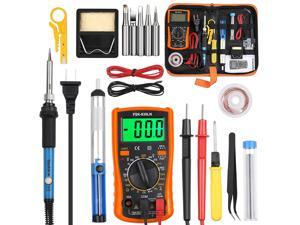 Vastar Soldering Iron Kit, Full Set 60W 110V Soldering Welding Iron Kit - Adjustable Temperature with Digital Multimeter, 5pcs Soldering Iron Tips, Desoldering Pump, Stand, Anti-static Tweezers Vastar Soldering Iron Kit, Full Set 60W 110V Soldering Welding Iron Kit - Adjustable Temperature with Digital Multimeter, 5pcs Soldering Iron Tips, Desoldering Pump, Stand, Anti-static Tweezers