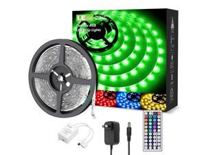 LE LED Strip Lights, 16.4ft Waterproof RGB 5050 LED Strips with Remote Controller, Color Changing Tape Light with 12V Power Supply for Room, Bedroom, TV, Kitchen, Desk