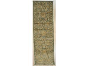 EORC Handmade Afghan Wool Blue Trasitional All Over Turkish Knot Rug, 99 x 31 EORC Handmade Afghan Wool Blue Trasitional All Over Turkish Knot Rug, 99 x 31