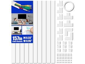 Cord Cover Raceway Kit, 157" Cable Cover Channel, Paintable Cord Concealer System Cable Hider, Cord Wires, Hiding Wall Mount TV Powers Cords in Home Office, 10X L15.7in X W0.95in X 0.55in Cord Cover Raceway Kit, 157" Cable Cover Channel, Paintable Cord Concealer System Cable Hider, Cord Wires, Hiding Wall Mount TV Powers Cords in Home Office, 10X L15.7in X W0.95in X 0.55in