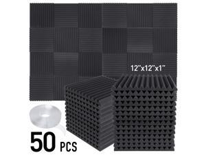 Black Ideal for Home&Studio Noise Cancelling Sound Insulation Absorbing with Adhesive Tabs 12X 12X 2 Sound Proof Padding Wall Soundproofing Wedge Tiles DEKIRU 48 Pack Acoustic Foam Panels 