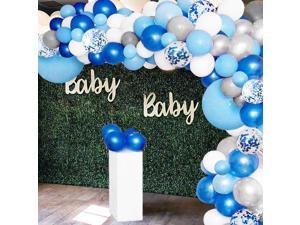 135 Pieces Blue Balloon Garland Arch Kit - White Blue Silver and Blue Confetti Latex Balloons for Baby Shower Wedding Birthday Party Centerpiece Backdrop Background Decoration