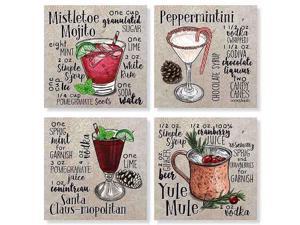 Carson Winter Drink Recipes Square House Coaster Set,Multicolor Carson Winter Drink Recipes Square House Coaster Set,Multicolor