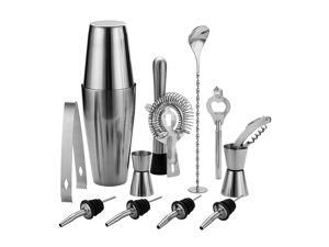 QLL 13 Piece Stainless Steel Boston Shaker Set, Including 20oz Unweighted & 27oz Weighted Professional Bartender Cocktail Shaker QLL 13 Piece Stainless Steel Boston Shaker Set, Including 20oz Unweighted & 27oz Weighted Professional Bartender Cocktail Shaker