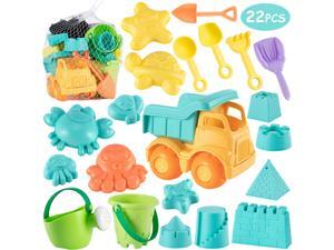 Beach Sand Toys Set for Kids - 22Pcs Sand Toys with Mesh Bag Includes Sand Truck, Castle Bucket, Watering Can, Shovel Tool Kit, Sand Molds, Sandbox Toys Summer Outdoor Beach Toys for Toddlers Gift Beach Sand Toys Set for Kids - 22Pcs Sand Toys with Mesh Bag Includes Sand Truck, Castle Bucket, Watering Can, Shovel Tool Kit, Sand Molds, Sandbox Toys Summer Outdoor Beach Toys for Toddlers Gift