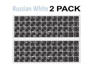 Universal Russian-English Keyboard Stickers - 2 PCS - Replacement Ergonomic Cyrillic None Transparent PC Large White Lettering Black Background for Notebook Desktop Computer Laptops Universal Russian-English Keyboard Stickers - 2 PCS - Replacement Ergonomic Cyrillic None Transparent PC Large White Lettering Black Background for Notebook Desktop Computer Laptops