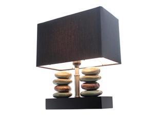 Elegant Designs LT1036-BLK Rectangular Dual Stacked Stone Ceramic Table Lamp, 14.5" x 12" x 6.3", Black