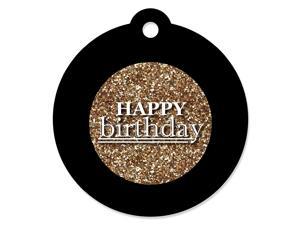 Adult Happy Birthday - Gold - Birthday Party Favor Gift Tags (Set of 20)