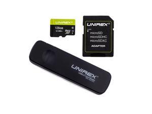 Unirex MSR-128M Micro SD Card with Full Sized Adapter and MicroSD/SD reader to USB, Works With Any Product with MicroSD or SD Card Slot, 128GB, UHS-I U1 Unirex MSR-128M Micro SD Card with Full Sized Adapter and MicroSD/SD reader to USB, Works With Any Product with MicroSD or SD Card Slot, 128GB, UHS-I U1