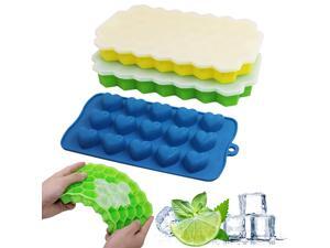 SENHAI 3 pcs Ice Cube Trays with Spill-Resistant Lid, Silicone Flexible Nonstick Stackable Candy Chocolate Mold Storage Containers - Yellow, Green, Blue SENHAI 3 pcs Ice Cube Trays with Spill-Resistant Lid, Silicone Flexible Nonstick Stackable Candy Chocolate Mold Storage Containers - Yellow, Green, Blue
