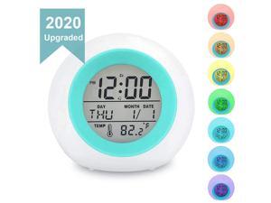 Kids Digital Alarm Clock, 7 Color Night Light, Snooze, Temperature Detect for Toddler, Children Boys and Girls, Students to Wake up at Bedroom, Bedside, Batteries Operated (Blue) Kids Digital Alarm Clock, 7 Color Night Light, Snooze, Temperature Detect for Toddler, Children Boys and Girls, Students to Wake up at Bedroom, Bedside, Batteries Operated (Blue)