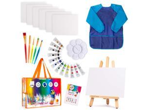 Kids Art Set | 27-Piece Acrylic Paint Set with 5 Paint Brushes 8x10 Painting Canvas Tabletop Easel & Bonus Art Smock Paint Palette Color Mixing Chart (Acrylic Paint Set) (Acrylic Paint Set) Kids Art Set | 27-Piece Acrylic Paint Set with 5 Paint Brushes 8x10 Painting Canvas Tabletop Easel & Bonus Art Smock Paint Palette Color Mixing Chart (Acrylic Paint Set) (Acrylic Paint Set)