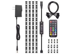 LED Strip Lights, HitLights Weatherproof 4 Pre-Cut 12Inch/48Inch RGB LED Strips Kit, Flexible Color Changing SMD 5050 LED Accent Kit with RF Remote, UL-Listed 15W Power Supply and Connectors