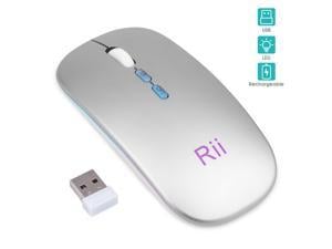 Wireless Mouse,Rii RM902 Rechargeable RGB Slim Wireless Mouse 2.4G Silent Mouse with USB Receiver,Travel Mouse for Windows,MacBook,Notebook,Android,Mac
