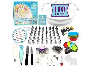 NEW!!! 110pc Ultimate Cake Decorating Supplies Kit, Rotating Cake Decorating Turntable,48 Piping Tips, 3-Russian Nozzles, Piping Bags,Baking Supplies,Cupcake Decorating Kit,Icing Tips,Decorating Tools NEW!!! 110pc Ultimate Cake Decorating Supplies Kit, Rotating Cake Decorating Turntable,48 Piping Tips, 3-Russian Nozzles, Piping Bags,Baking Supplies,Cupcake Decorating Kit,Icing Tips,Decorating Tools