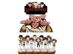 Ginkago Stranger Demogorgon Theme Birthday Cake Topper Party Favor Stranger Series Happy Birthday Party Cake Decoration Toppers Supplies
