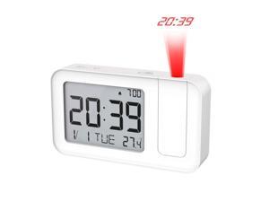 MoKo Projection Alarm Clock, Multiple Functional Smart Alarm Clock with Time Projection, Snooze, Calendar, 12/24H and / Changeable, Adjustable Alarm Volume, Powered by USB or Battery - White MoKo Projection Alarm Clock, Multiple Functional Smart Alarm Clock with Time Projection, Snooze, Calendar, 12/24H and / Changeable, Adjustable Alarm Volume, Powered by USB or Battery - White