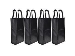 Cosmos 4 Pack Non-Woven 2-Bottle Wine Tote Bag Holder, Reusable Gift Bag - Black Cosmos 4 Pack Non-Woven 2-Bottle Wine Tote Bag Holder, Reusable Gift Bag - Black