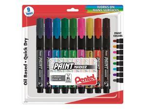 Pentel Paint Markers, Medium Bullet Point, Assorted Ink (DEFGKNPSV) 9-pk - MMP20BP9M