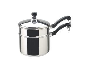Farberware 50057 Classic Stainless Steel Double Boiler and Saucepan with Lid, 2-Quart, Stainless Steel