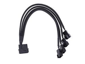 CRJ 4-Pin Molex to 4 x 3/4-Pin PC Case Fan Sleeved Adapter Cable CRJ 4-Pin Molex to 4 x 3/4-Pin PC Case Fan Sleeved Adapter Cable