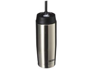 Thermos 16 Ounce Cold Cup with Straw, Stainless Steel Thermos 16 Ounce Cold Cup with Straw, Stainless Steel