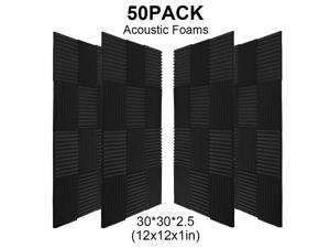 guohongus 50 Pack Ice Black Acoustic Panels Studio Foam Wedges 1" X 12" X 12" (50pack, Black)