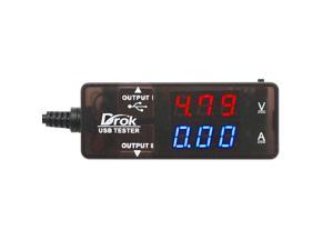 USB Meter, DROK Digital Multimeter USB 2.0, Multifunctional Electrical Tester, Capacity Voltage, Current Power Meter Detector Reader with Dual USB Ports, LED Display, 7 Modes