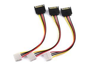SDTC Tech 3pcs SATA Male to 4pin Molex Female Power Adapter Cable Serial ATA Extension Cable for 3.5 inches HDD/SSD/SD ROM (20cm)
