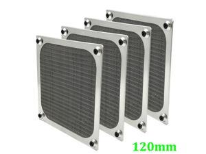 120mm Computer Fan Filter Grills with Screws, Ultra Fine Aluminum Mesh, Silver Color - 4 Pack
